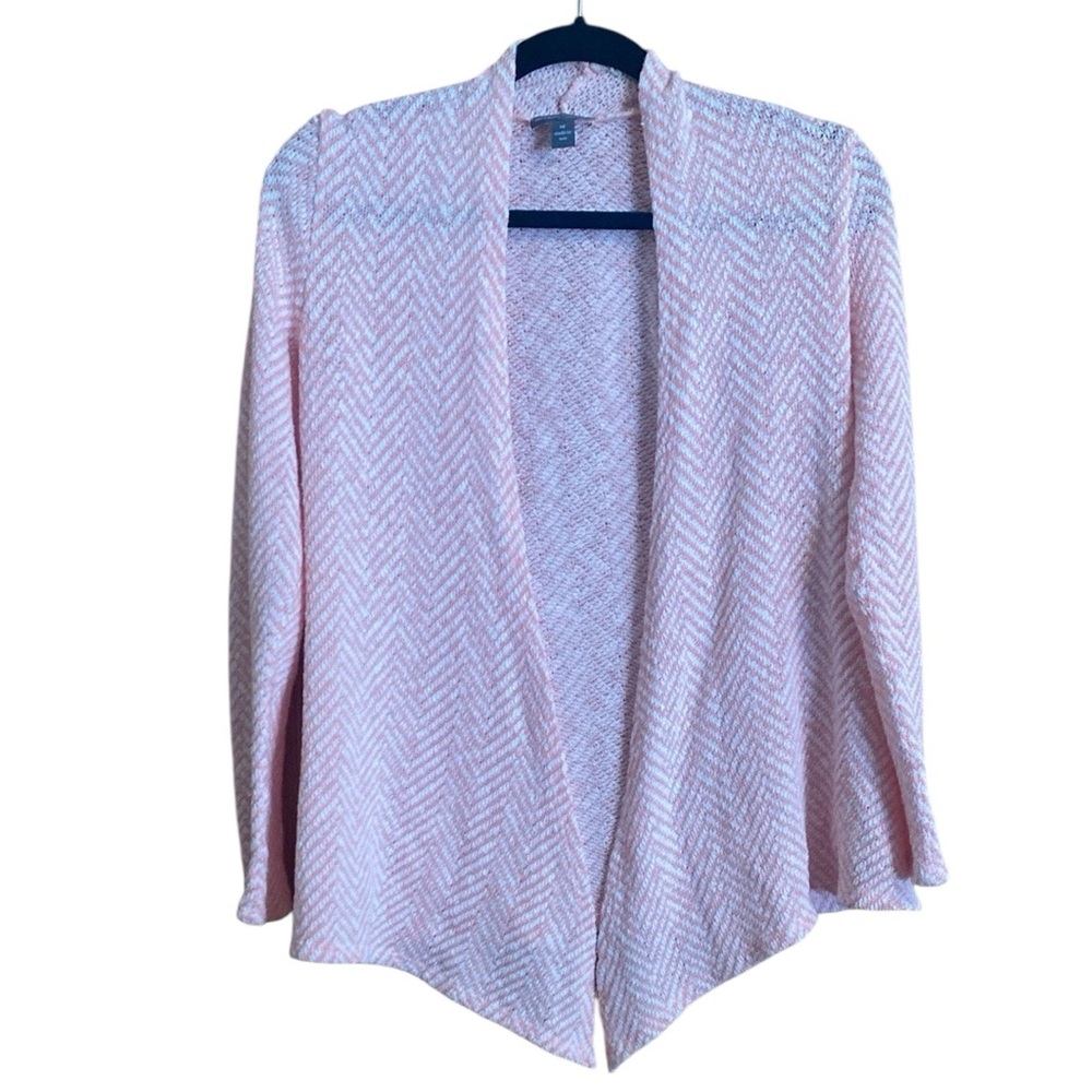 Market & Spruce Open Front Cardigan Peach White Medium